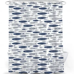 Shower Curtain with Hooks 180cm*180cm(70