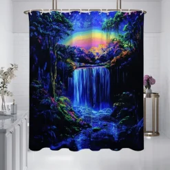 Shower Curtain with Hooks 180cm*180cm(70