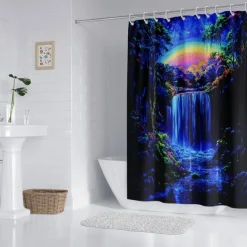 Shower Curtain with Hooks 180cm*180cm(70