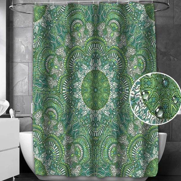 Shower Curtain with Hooks 180cm*180cm(70"*70")Polyester Suitable for Separate Wet and Dry Zone Divide Bathroom Waterproof Oil-proof Mandala Bohemian