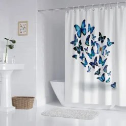 Shower Curtain with Hooks 180cm*180cm(70