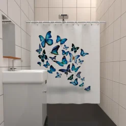 Shower Curtain with Hooks 180cm*180cm(70