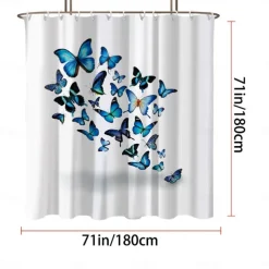 Shower Curtain with Hooks 180cm*180cm(70
