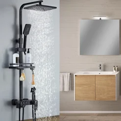Shower Faucet / Shower System / Rainfall Shower Head System Set - Handshower Included LED Rainfall Shower Contemporary Electroplated / Painted Finishes Mount Outside Ceramic Valve Bath Shower Mixer