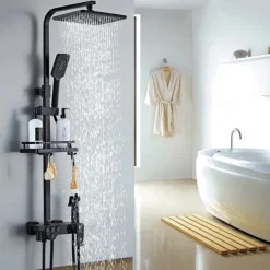 Shower Faucet / Shower System / Rainfall Shower Head System Set - Handshower Included LED Rainfall Shower Contemporary Electroplated / Painted Finishes Mount Outside Ceramic Valve Bath Shower Mixer