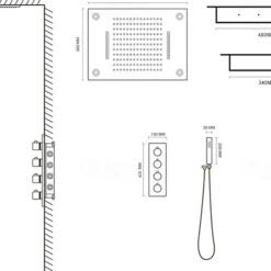 Shower Faucet,500*360 Chrome LED Shower Faucet Sets with Stainless Steel Shower Head and Handshower Ceiling Mounted Water Fall/Jet/Rainfall Shower Head(The Product Needs to be Electrified to Use)