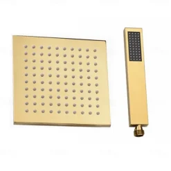 Shower Faucet,8 Inch Gold Shower Faucets Sets Complete with Stainless Steel Shower Head, Solid Brass Handshower, and Rotary Nozzle Wall Mounted Installation Rainfall Shower Head System