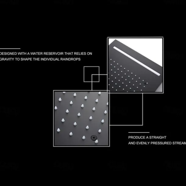 Shower Faucet,500*360 Matte Black Bathroom Faucet Rain Shower Complete with LED Stainless Steel Shower Head Ceiling Mounted Ti-PVD Feature - Design / Rainfall Shower Head System