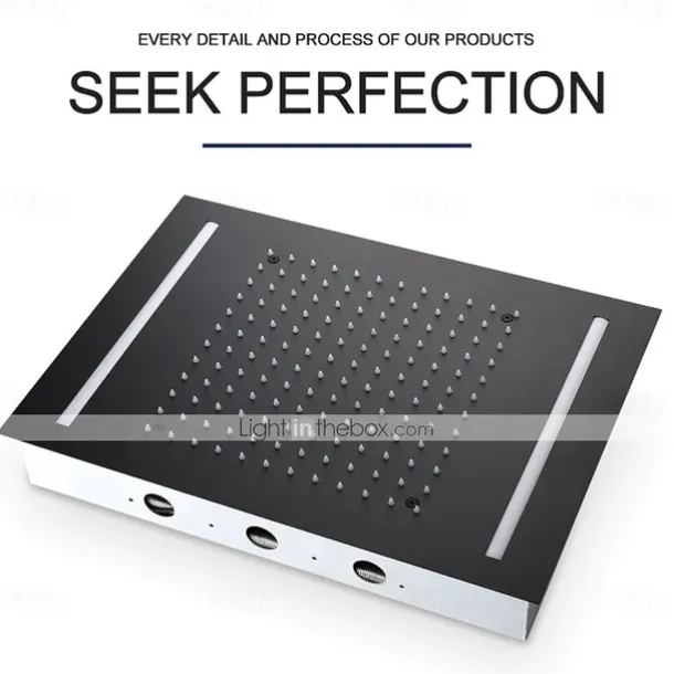 Shower Faucet,500*360 Matte Black Bathroom Faucet Rain Shower Complete with LED Stainless Steel Shower Head Ceiling Mounted Ti-PVD Feature - Design / Rainfall Shower Head System