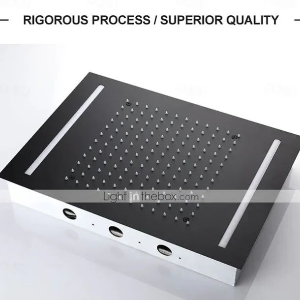 Shower Faucet,500*360 Matte Black Bathroom Faucet Rain Shower Complete with LED Stainless Steel Shower Head Ceiling Mounted Ti-PVD Feature - Design / Rainfall Shower Head System