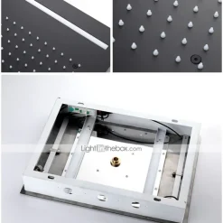 Shower Faucet,500*360 Matte Black Bathroom Faucet Rain Shower Complete with LED Stainless Steel Shower Head Ceiling Mounted Ti-PVD Feature - Design / Rainfall Shower Head System