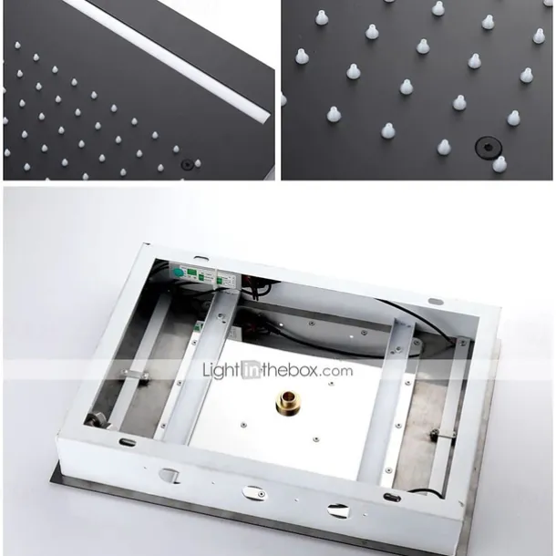 Shower Faucet,500*360 Matte Black Bathroom Faucet Rain Shower Complete with LED Stainless Steel Shower Head Ceiling Mounted Ti-PVD Feature - Design / Rainfall Shower Head System