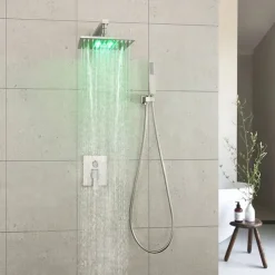 Shower Faucet Set - Handshower Included LED Fixed Mount Contemporary Electroplated Mount Inside Ceramic Valve Bath Shower Mixer Taps