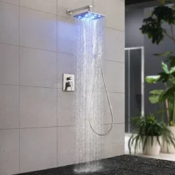 Shower Faucet Set - Handshower Included LED Fixed Mount Contemporary Electroplated Mount Inside Ceramic Valve Bath Shower Mixer Taps