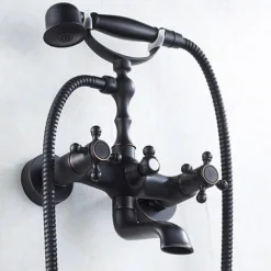 Shower Faucet Set - Rainfall Shower Vintage Style Electroplated Mount Outside Ceramic Valve Bath Shower Mixer Taps