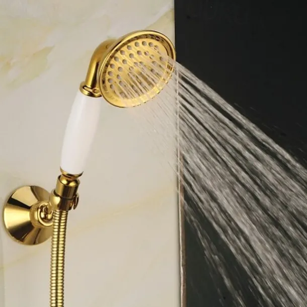 Shower Faucet Set Handshower Included Vintage Style/Country Brass/Electroplated Mount Outside Ceramic Valve Bath Shower