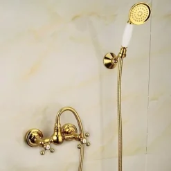 Shower Faucet Set Handshower Included Vintage Style/Country Brass/Electroplated Mount Outside Ceramic Valve Bath Shower