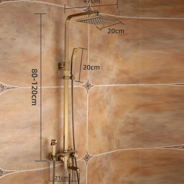 Shower Faucet,Antique Brass Shower System Set,Mount Outside Waterfall Pullout Included Multi Spray and Rainfall Shower Bath Shower Mixer Taps with Cold and Hot Switch