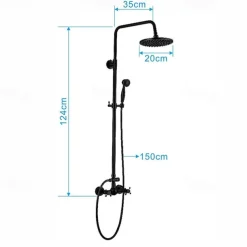 Shower Faucet,Copper Shower System Set Rainfall Antique Oil-rubbed Bronze Two Handles Three Holes Bath Shower Mixer Taps with Hot and Cold Switch and Ceramic Valve