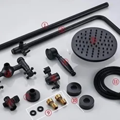 Shower Faucet,Copper Shower System Set Rainfall Antique Oil-rubbed Bronze Two Handles Three Holes Bath Shower Mixer Taps with Hot and Cold Switch and Ceramic Valve