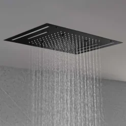 Shower Faucet,Rainfall Shower Head System / Thermostatic Mixer valve Set - Rainfall Shower Contemporary Painted Finishes Mount Inside Brass Valve Bath Shower Mixer Taps