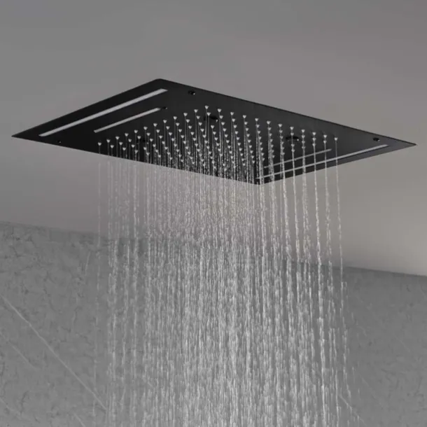 Shower Faucet,Rainfall Shower Head System / Thermostatic Mixer valve Set - Rainfall Shower Contemporary Painted Finishes Mount Inside Brass Valve Bath Shower Mixer Taps