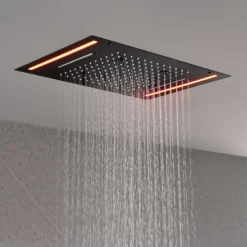 Shower Faucet,Rainfall Shower Head System / Thermostatic Mixer valve Set - Rainfall Shower Contemporary Painted Finishes Mount Inside Brass Valve Bath Shower Mixer Taps