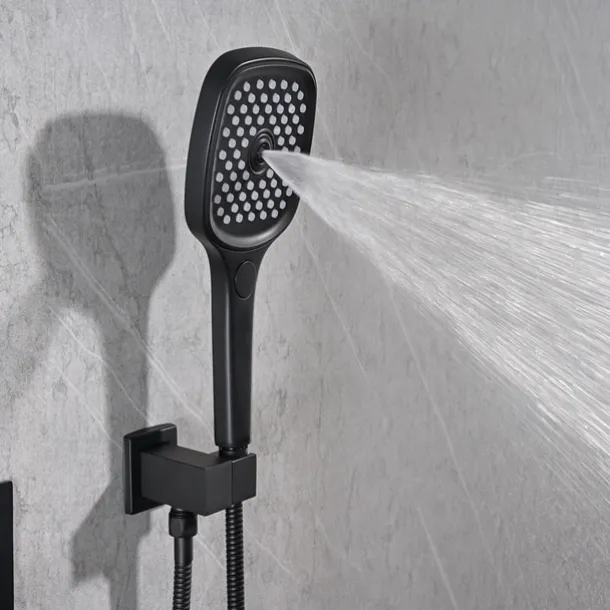 Shower Faucet,Rainfall Shower Head System / Thermostatic Mixer valve Set - Rainfall Shower Contemporary Painted Finishes Mount Inside Brass Valve Bath Shower Mixer Taps