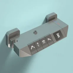 Shower Faucet,Rainfall Shower Set Piano Digital Intelligent Brass Bathroom Faucets Hot Cold Waterfall Tap Rainfall Gray/White/Black Shower System