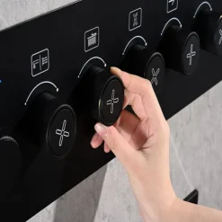 Shower Faucet,Rainfall Shower System Thermostatic Mixer valve Body Jet Massage Set - Rainfall Shower Multi Spray Shower Waterfall Contemporary Painted Finishes Mount Inside Brass Valve