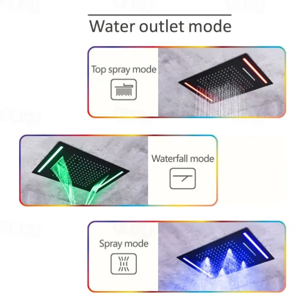 Shower Faucet,Rainfall Shower Head System / Thermostatic Mixer valve Set - Rainfall Shower Waterfall Contemporary Painted Finishes Mount Inside Brass Valve Bath Shower Mixer Taps