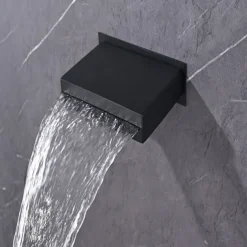 Shower Faucet,Rainfall Shower System 5-Function Thermostatic Mixer valve Body Jet Massage Set Rainfall Shower Multi Spray Shower Waterfall Contemporary Painted Finishes Mount Inside Brass Valve