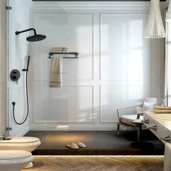 Shower Faucet,Shower Faucet Set Rainfall Shower Contemporary Painted Finishes Mount Inside Ceramic Valve Bath Shower Mixer Taps