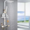 Shower Faucet,Shower System/Rainfall Shower Head System/Thermostatic Mixer valve Set Handshower Included pullout Rainfall Shower Electroplated Mount Outside Bath Shower Mixer Taps
