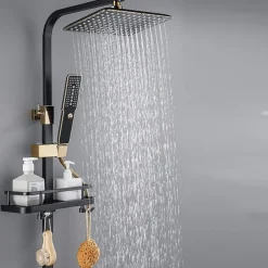 Shower Faucet,Shower System/Rainfall Shower Head System/Thermostatic Mixer valve Set Handshower Included pullout Rainfall Shower Electroplated Mount Outside Bath Shower Mixer Taps