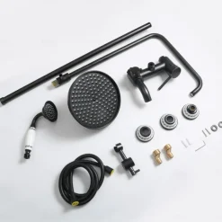 Shower Faucet,Shower System Set,Brass Rainfall Antique Oil-rubbed Bronze Shower System Ceramic Valve Two Handles Three Holes Bath Shower Mixer Taps with Hot and Cold Switch