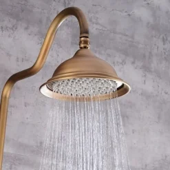 Shower Faucet,Shower System Set - Handshower Included pullout Waterfall Vintage Style / Country Antique Brass Mount Outside Ceramic Valve Bath Shower Mixer Taps