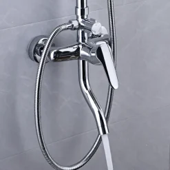 Shower Faucet,Shower System Rainfall Shower Head System Set Handshower Included pullout Multi Spray Shower Contemporary Traditional Electroplated Mount Outside Ceramic Valve Bath Shower Mixer Taps
