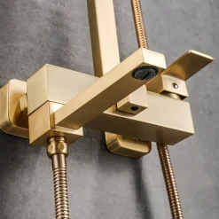 Shower Faucet,Shower System Rainfall Shower Head System Body Jet Massage Set Handshower Included Sound Shower Head Rainfall Shower Antique Vintage Style Nickel Brushed Electroplated