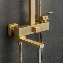 Shower Faucet,Shower System Rainfall Shower Head System Body Jet Massage Set Handshower Included Sound Shower Head Rainfall Shower Antique Vintage Style Nickel Brushed Electroplated