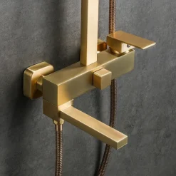 Shower Faucet,Shower System Rainfall Shower Head System Body Jet Massage Set Handshower Included Sound Shower Head Rainfall Shower Antique Vintage Style Nickel Brushed Electroplated