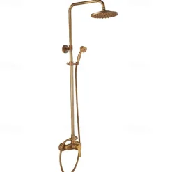 Shower Faucet,Shower System Set,Rainfall Antique Antique Copper Shower System Ceramic Valve Bath Shower Mixer Taps