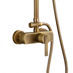 Shower Faucet,Shower System Set,Rainfall Antique Antique Copper Shower System Ceramic Valve Bath Shower Mixer Taps