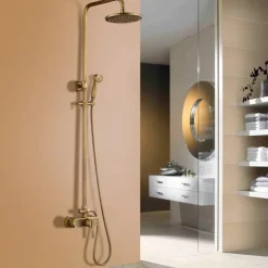 Shower Faucet,Shower System Set,Rainfall Antique Antique Copper Shower System Ceramic Valve Bath Shower Mixer Taps