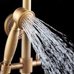 Shower Faucet,Shower System Set,Rainfall Antique Antique Copper Shower System Ceramic Valve Bath Shower Mixer Taps