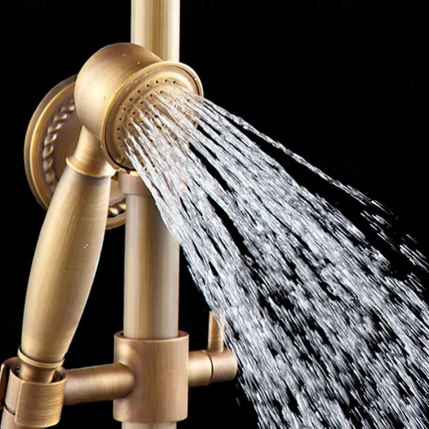 Shower Faucet,Shower System Set,Rainfall Antique Antique Copper Shower System Ceramic Valve Bath Shower Mixer Taps