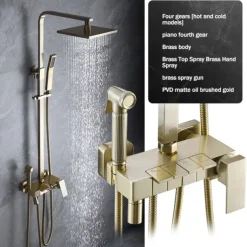 Shower Faucet,Shower System Rainfall Shower Head System Thermostatic Mixer valve Set - Handshower Included pullout Rainfall Shower Antique Country Nickel Brushed Mount Inside Ceramic Valve