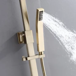 Shower Faucet,Shower System Rainfall Shower Head System Thermostatic Mixer valve Set - Handshower Included pullout Rainfall Shower Antique Country Nickel Brushed Mount Inside Ceramic Valve