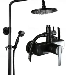 Shower Faucet,Shower System Set Antique Oil-rubbed Bronze Ceramic Valve Bath Shower Mixer Taps/Brass/Single Handle Three Holes