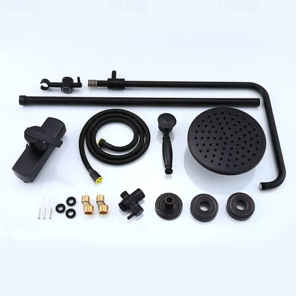 Shower Faucet,Shower System Set Antique Oil-rubbed Bronze Ceramic Valve Bath Shower Mixer Taps/Brass/Single Handle Three Holes